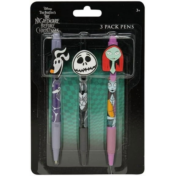 Nightmare Before Christmas 3pk Pens with Rubber Character Clip on Card
