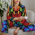 thumbnail image 6 of Uemuo Colorful Floral Pattern Womens Pajama Sets,PJ Set for Women,Pajamas for Women Logo,Long Sleeve Pajama Set for Women,Soft Long Sleeve Top With Pants-XX-Large, 6 of 9
