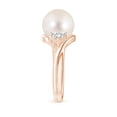thumbnail image 3 of ANGARA Freshwater Cultured Pearl Bypass Ring with Diamond Trio in 14K Rose Gold for Women | June Birthstone, Birthday, Anniversary, Jewelry Gift for Women | Pearl Ring, 3 of 9