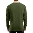 thumbnail image 3 of Resicozy Men's Waffle Henley Shirt Long Sleeve T-Shirt Stylish Casual Fashion Button Placket Slim Fit Tee Underwear Army Green L, 3 of 8
