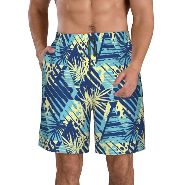 Balery Hawaiian Style Traje de Baño Estilo Hawaiano para Hombre, Shorts de Secado Rápido con Bolsillos-Small
