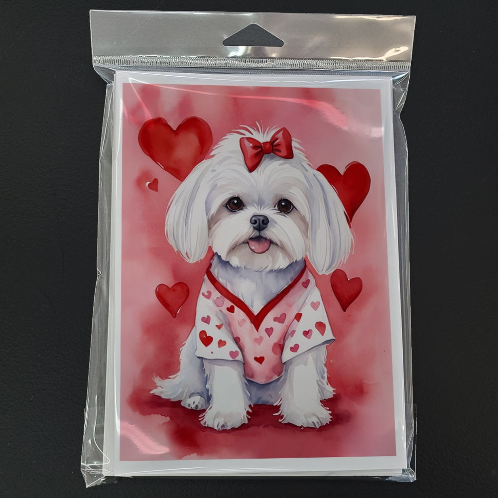 Maltese My Valentine Greeting Cards Pack of 8 7 in x 5 in