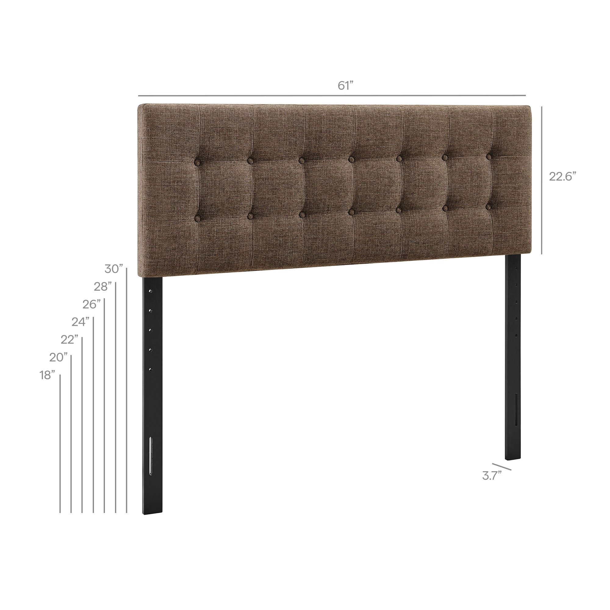 Emily Fabric Upholstered Queen Size Headboard in Mocha
