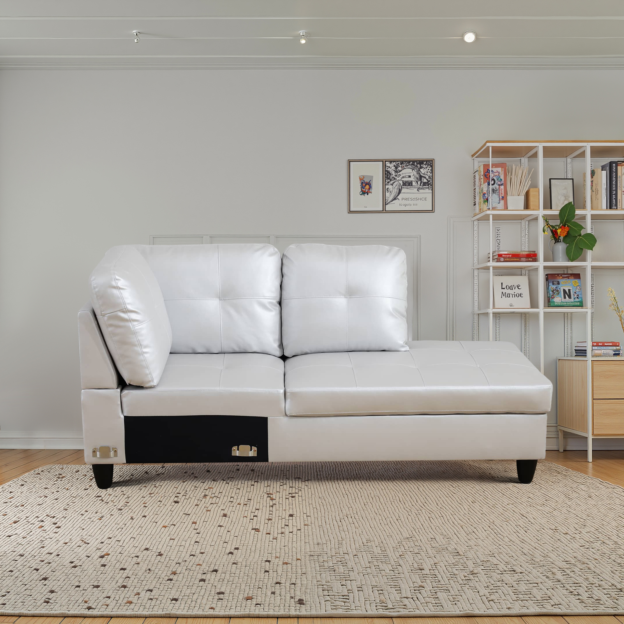 MAYEERTY Silver Grey Semi PU Synthetic Leather 3-Piece Couch Living Room Sofa Set