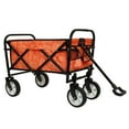 thumbnail image 5 of Heavy Duty Collapsible Folding Wagon with Swivel Wheels, Lightweight Portable Utility Cart for Groceries, Sports Gear, Camping, Beach, Garden, Adjustable Handle, Orange, 5 of 9