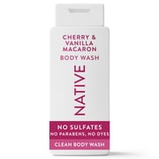 Native Body Wash for Women and Men, Sulfate Free, Cherry & Vanilla Macaron, 18 fl oz