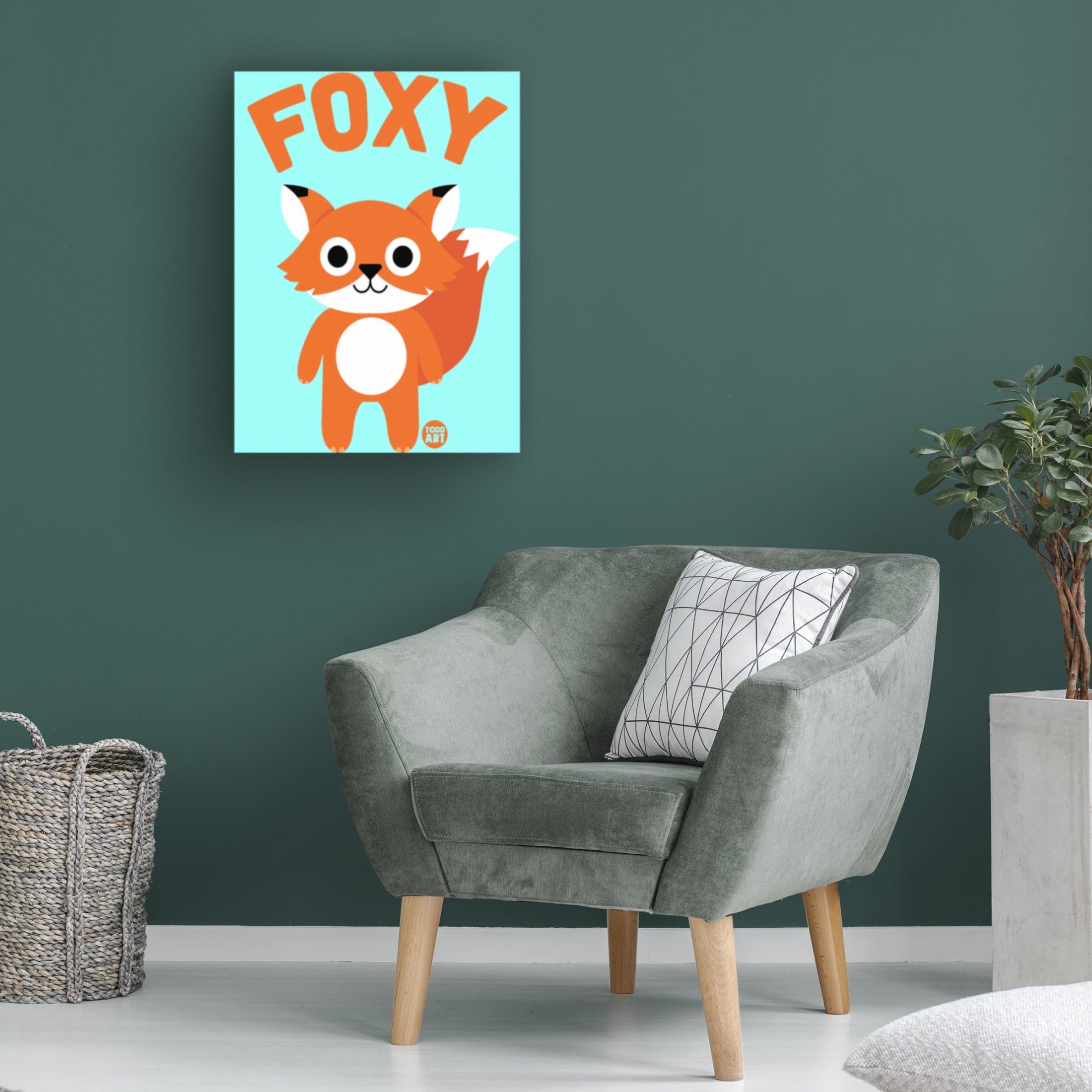 Canvas Wall Art - toddart 'Foxy Fox' Wall Art for Living Room, Bedroom, or Office Décor by Trademark Fine Art - 35 x 47 Inches