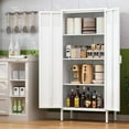 thumbnail image 3 of CHSHIN 61"H Modern Kitchen Pantry, Metal Storage Cabinet with 4-Tier for Kitchen,Dining Room,White, 3 of 6