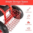thumbnail image 5 of Kinbor Garden Cart Rolling Adjustable Degree Swivel Seat Lawn Yard Patio Wagon Scooter for Planting, Adjustable Handle 360 Degree Swivel Seat, Red, 5 of 8