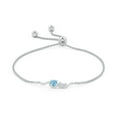 thumbnail image 2 of ANGARA Natural Aquamarine Pisces Bolo Bracelet with Diamond Cluster in 14K White Gold for Women (Size-4mm) | March Birthstone, Anniversary, Jewelry Gift for Women | Natural Aquamarine Bracelet, 2 of 7