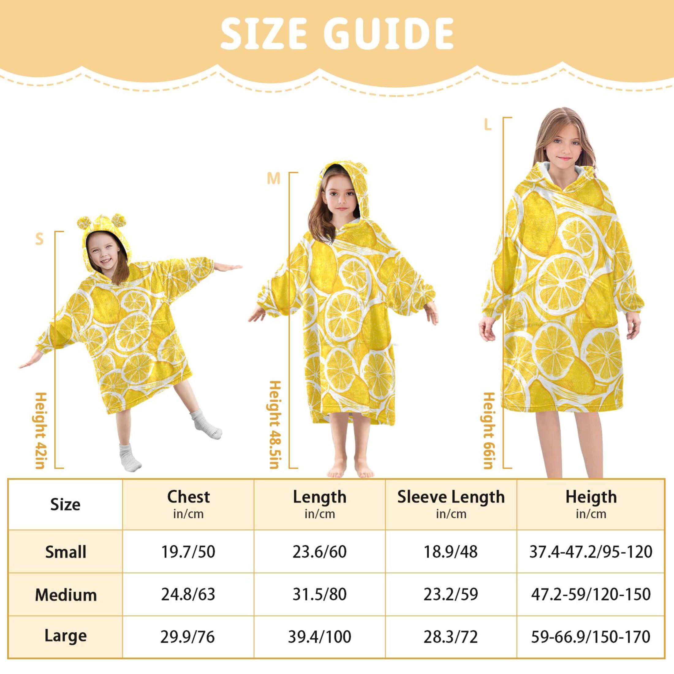 joogoo Wearable Blanket Hoodie for Lemon Fruits Oversized Sherpa Hooded 3-14 YR M