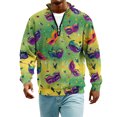 thumbnail image 2 of LNZGNM Men's Mardi Gras Shirts 1/4 Zipper Big and Tall Mask Printed Sweatshirts Stand-Up Collar Long Sleeve Top Stylish Winter Outfits,Fluorescent Green 5XL, 2 of 7