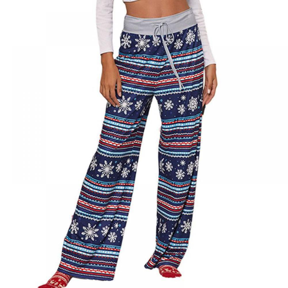 Ladies Christmas Fleece Pyjama Pajama Set with Check Bottoms 