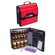 Med Manager Deluxe Medicine Organizer and Pill Case, Holds (15) Pill bottles - (11) Standard Size and (4) Large Bottles, Red, 13 inches x 13 inches x 4.5 inches