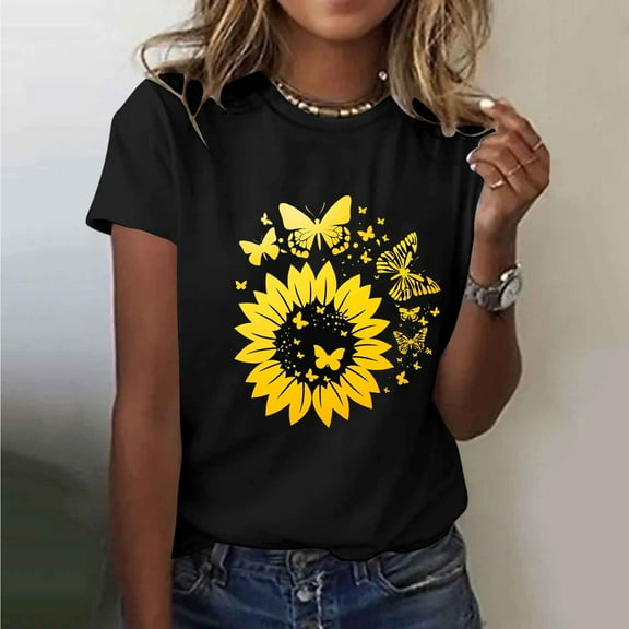 Mgmyaa Womens T-Shirts Summer Casual Short Sleeve Tops Loose Graphic Crewneck Shirt Basic Tees