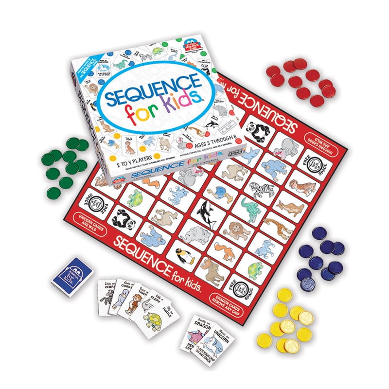 Sequence for Kids Game (Folding game board, 42 playing cards, 21 red