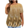 thumbnail image 2 of Gifts Usmixi Shirts for Women Plus Size Fashion Lightweight Tunic Tee Tops Summer Trendy Marbled Print Short Sleeve Round Neck Ladies Blouses Gold XXXL, 2 of 6