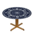 thumbnail image 3 of ARISTURING Boho Blue Flower Geometry Round Tablecloth, Waterproof Stain Resistance Round Table Cloth Decorative Tablecloth Picnic Party Indoor Outdoor White, 3 of 7