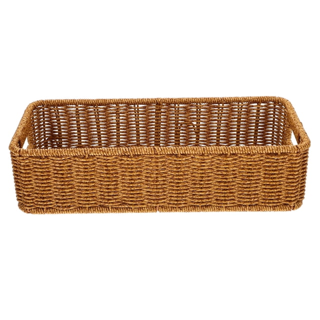 Cesta de mimbre para cubiertos, contenedor para guardar vajilla, bandeja de mimbre para cubiertos, cesta de mimbre de imitación para vajilla