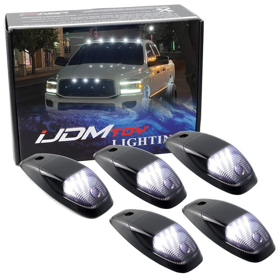 Black-Out Smoked Lens Xenon White Full LED Clearance Cab Roof Light Kit For Dodge 2019-up RAM 1500 2500 3500, Also Universal Fit For Other Trucks