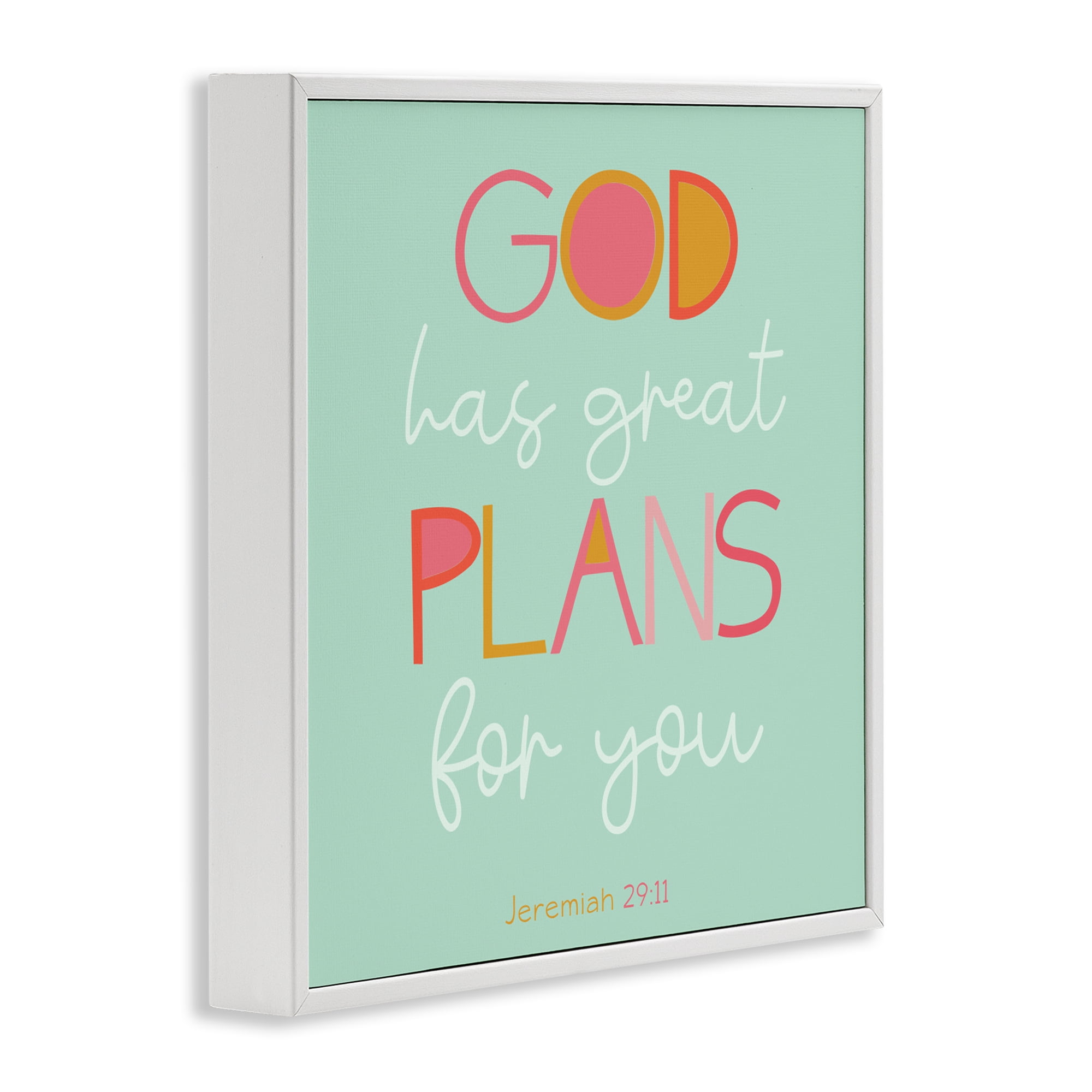 Stupell Industries Green God's Plans For You White Framed Giclee Art, design by SD Graphics Studio