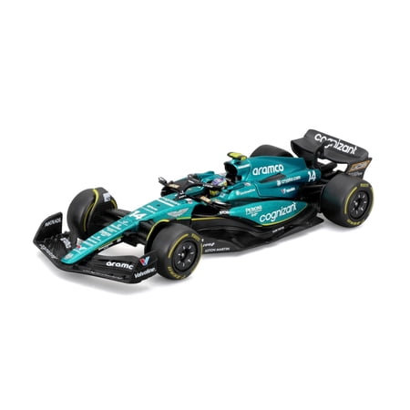 2023 Aston Martin AMR23 w/Driver, #14 Fernando Alonso - Bburago 18-38091/14 - 1/43 Scale Diecast Model Car