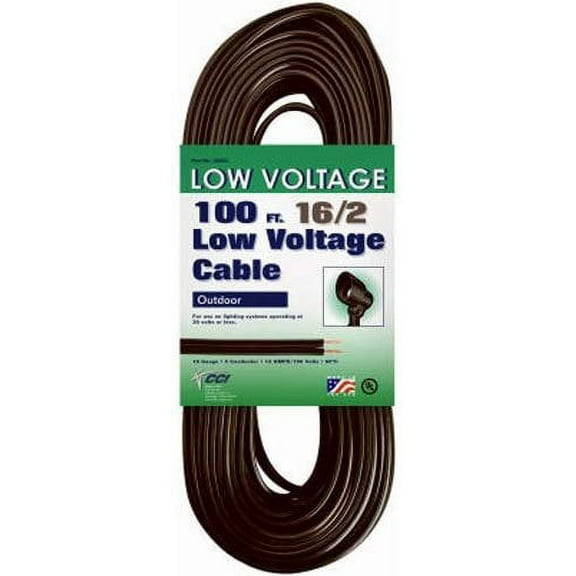 Coleman Cable Low Voltage Lighting Cable - 16/2 Gauge, Outdoor, Black - 100 Ft