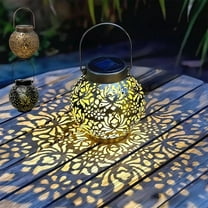Solar Lanterns, Outdoor Waterproof Hanging Solar Lights, Metal Decorative Lanterns for Yard Patio Garden, Solar Powered Tabletop Decor, Unique Gifts for Women Gardening