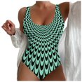 thumbnail image 1 of MKLEKYY Trajes De Baño Dama Women Large Size Swimwear Figure Shaping U Neck Striped Print Sports Swimsuits Swimsuit With Wide Shoulder Straps, 1 of 6