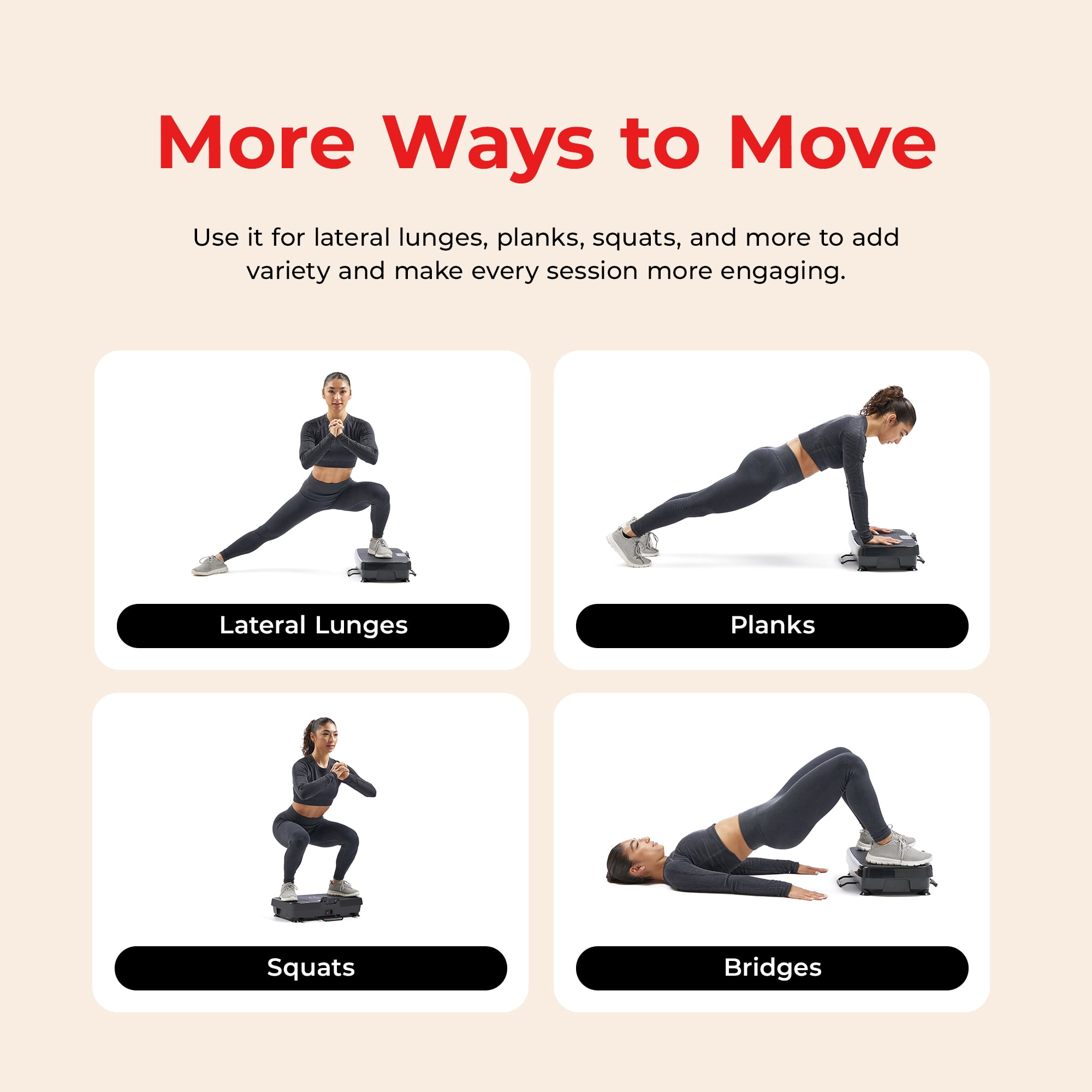 Sunny Health & Fitness 2D Vibration Plate Exercise Machine for Full Body Toning with 99 Speeds and Resistance Bands - SF-VP822056