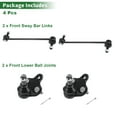 thumbnail image 4 of Unique Bargains 4pcs Kit de Suspensión Delantera Enlace de Barra Estabilizadora Inferior Junta Esférica para Toyota RAV4 2001-2005, 4 of 7