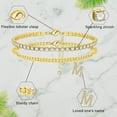 thumbnail image 2 of IEFSHINY Layered Ankle Bracelets for Women 14K Gold Plated Cubic Zirconia Initial Ankle Bracelets for Women Beach Foot Jewelry Gifts, 2 of 5
