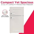 thumbnail image 3 of Frigidaire 3.1 Cu. ft. 2-Door Compact Retro Refrigerator with Freezer, Bar Fridge with Side Bottle Opener, Cream, 3 of 9