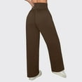 thumbnail image 4 of WTOBBY Women's Fashionable Solid Color Straight Leg Pants with High Waist Button Pockets and Elastic Waist, Casual Trousers for Women,Brown S, 4 of 6