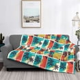 thumbnail image 2 of Honeii Colorful Hawaii Palms print throw blanket, crafted from cozy cotton flannel, offers versatile home decor as a bedding suitable for all seasons.-60"x50", 2 of 6