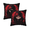 thumbnail image 1 of DouZhe Housses de Coussin Décoratives en Velours Lot de 2, Housse de Coussin Carrée Douce avec Fermeture Éclair Invisible Yeux Rouges Impression Female Ninja, 20"x20 Pouces, 1 of 6