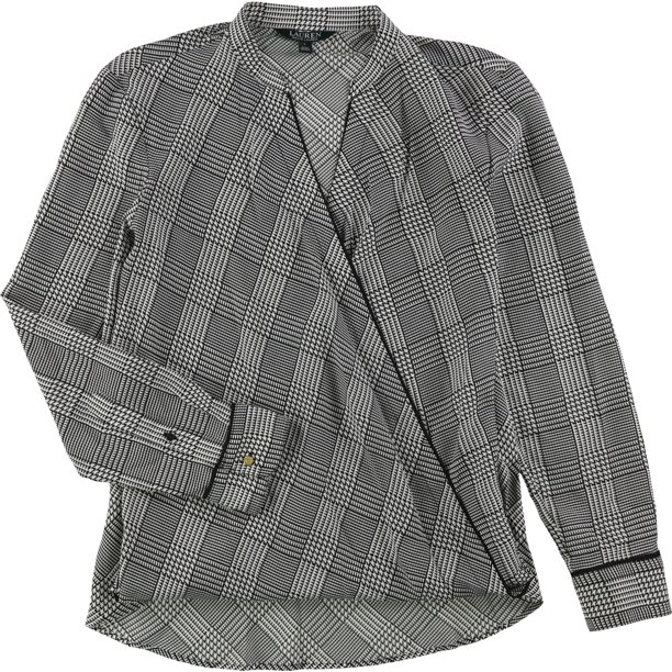 Blusa cruzada a cuadros para mujer Ralph Lauren blanca grande
