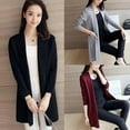 thumbnail image 5 of Pretty Comy Korean Style Loose Casual Solid Color Knit Cardigan Fashion Trend Long-sleeved Women's Coat Black M, 5 of 5