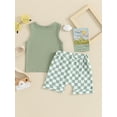 thumbnail image 4 of Suealasg 2Pcs Baby Boys Clothes Sleeveless Checkerboard Print Tank  Tops + Plaid Print Shorts Set 6M 1T 2T 3T Toddler Summer Outfits, 4 of 6