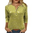 thumbnail image 2 of Tawop Long Sleeve Shirts for Women V-Neck Button Down 3/4 Sleeve Loose Fit,Yellow,Size S, 2 of 8