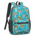 thumbnail image 2 of Mushroom and Leaf Blue Pattern 17" School Backpacks for Teens,Waterproof Oxford Fabric,S-Shape Padded Straps for School,Travel,Hiking,Camping, 2 of 6