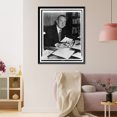 thumbnail image 3 of Historic Framed Print, [Lester Pearson, half-length portrait, seated at desk, facing slightly right, holding up radiogram], 17-7/8" x 21-7/8", 3 of 9