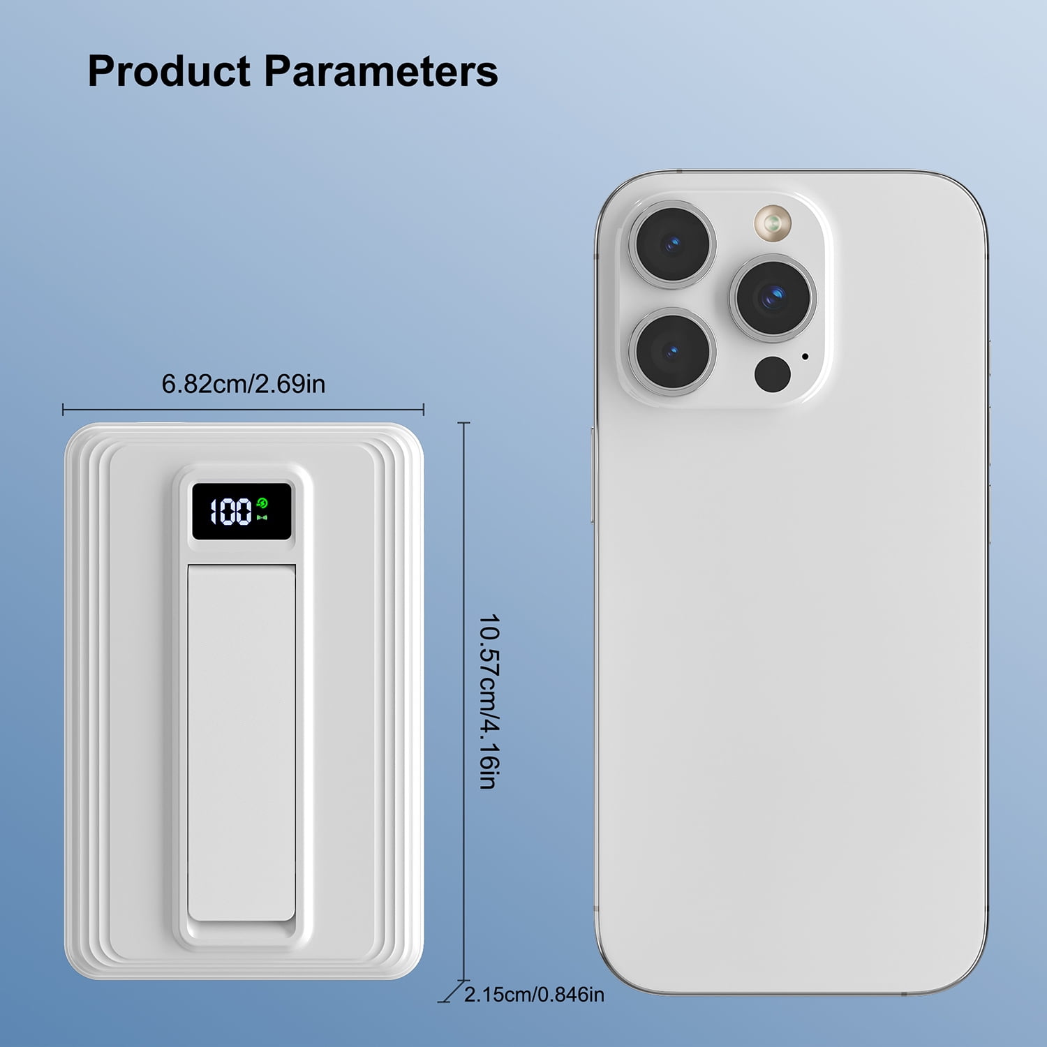 10000mAh Power Bank, 15W Wireless Magnetic Portable Charger & 22.5W PD USB-C, LCD for iPhone 15/16/14/13/12 Pro/Pro Max/Plus/Mini -PGYOB W01