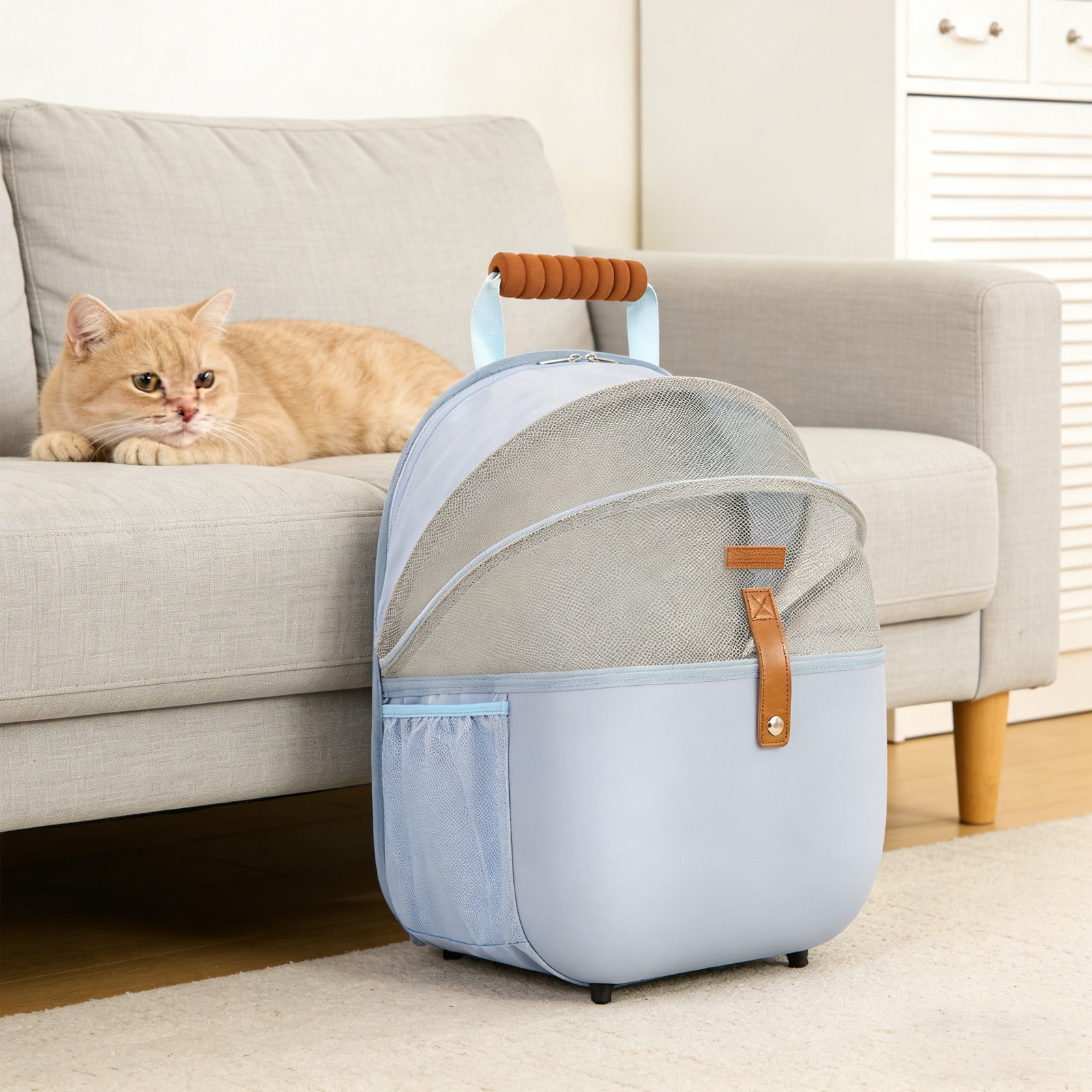 16.92X13.38X10.62 Inch Pet Backpack,Pet Cat Bag Out Portable Large Capacity Backpack Space Capsule Breathable Dog To Go With Supplies,Pet Supplies