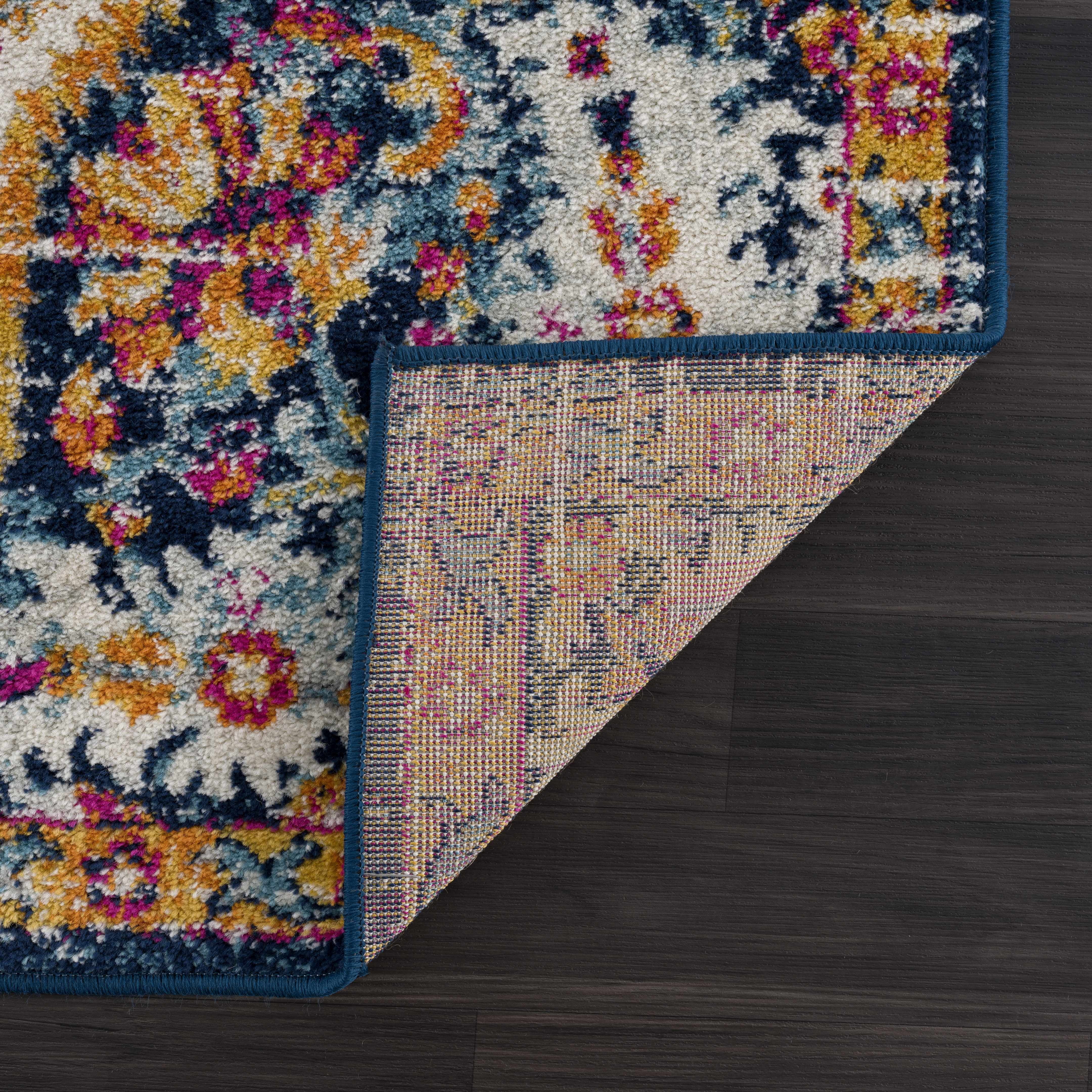 BoutiqueRugs Simsbury Oriental Medallion Runner Rug - Farmhouse Traditional Floral Carpet for Hallway, Kitchen - Navy, Fuchsia, Gray - 2'7" x 7'7" (2x8)