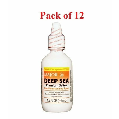 Major Pharmaceutical Deep Sea Saline Nasal Moisturize Spray, 1.5oz, 12-Pack
