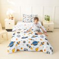 thumbnail image 4 of Manfei Cartoon Planets Twin Comforter Sets,Cute Rocket Print Bedding Set,Blue Orange White,Polkadot Reversible,2-Piece,1 Comforter and 1 Pillowcase, 4 of 7