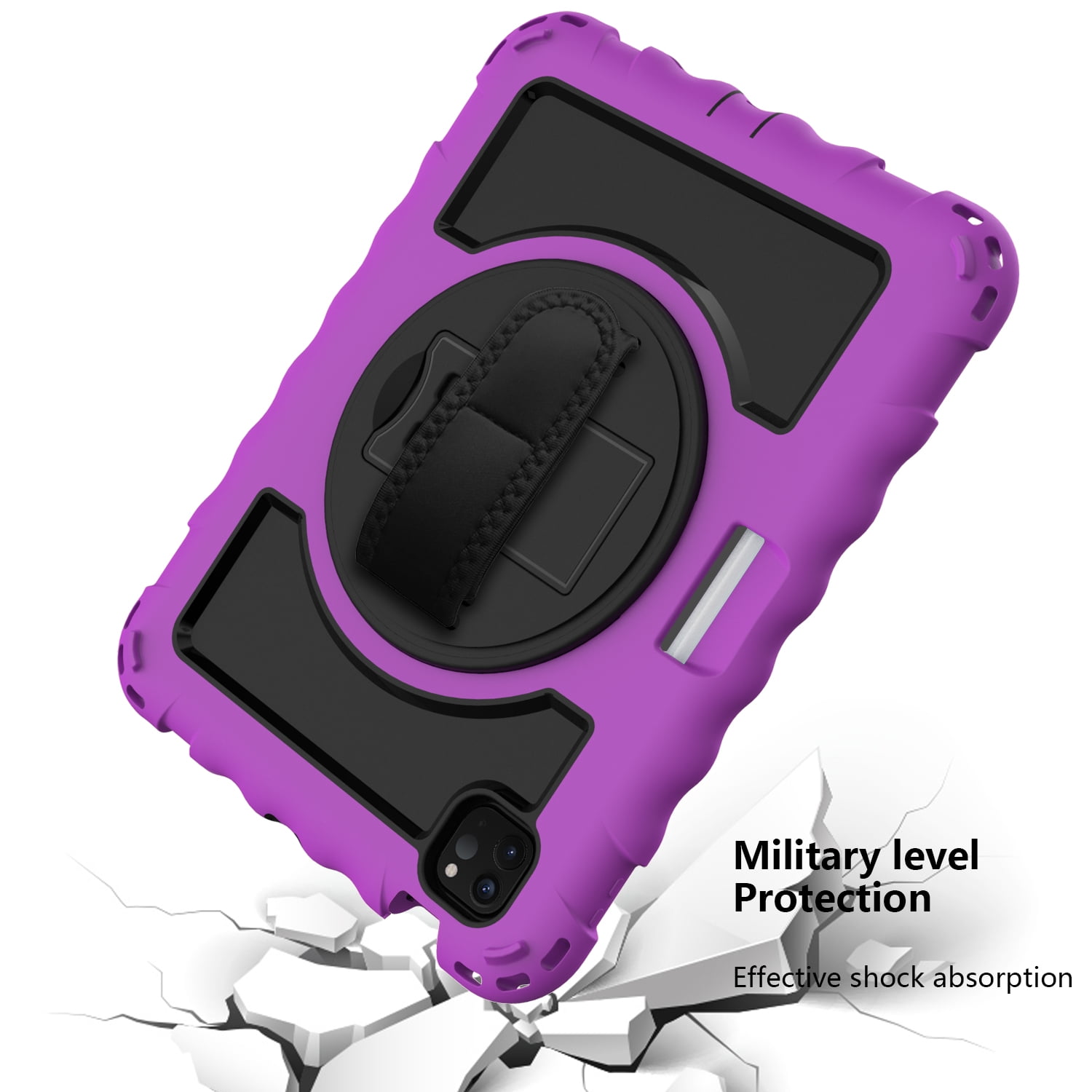 Allytech iPad Air 5 4 10.9 Case 2022/2020, Heavy Duty Shockproof Kids Case with Pencil Holder Hand Strap Kickstand Shoulder Strap for Apple iPad Air 5th 4th Generation 10.9 Inch -Purple