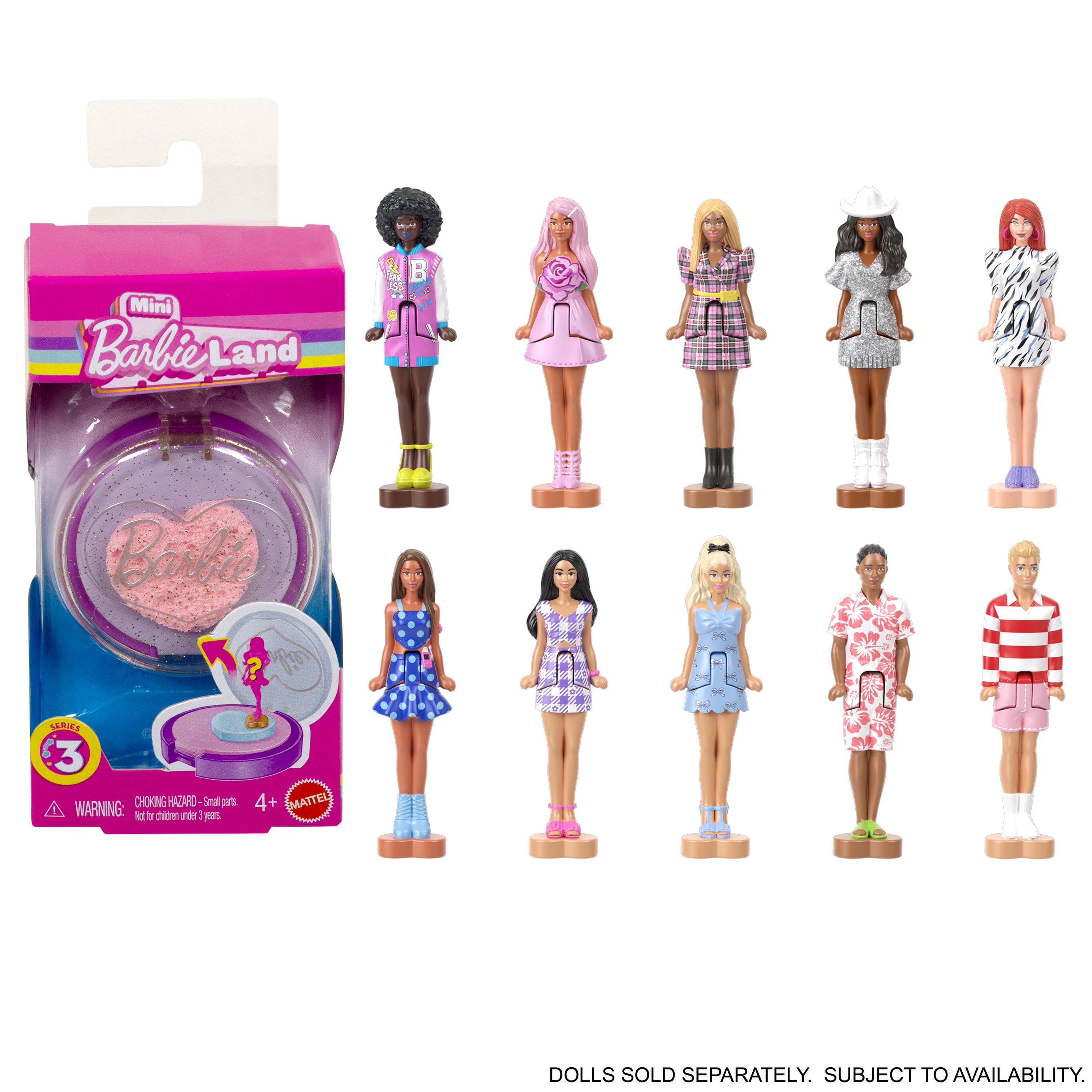 Barbie Mini Barbie Land Fashionistas Dolls, 1.5-inch Dolls in Perfume Compact, Surprise Reveal (Styles May Vary)