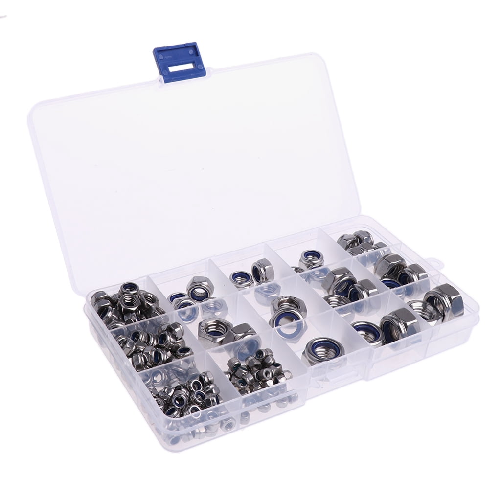 Assorted 304 Steel Nylon Lock Nuts assortment set -M3 M5 M6 M8 M10